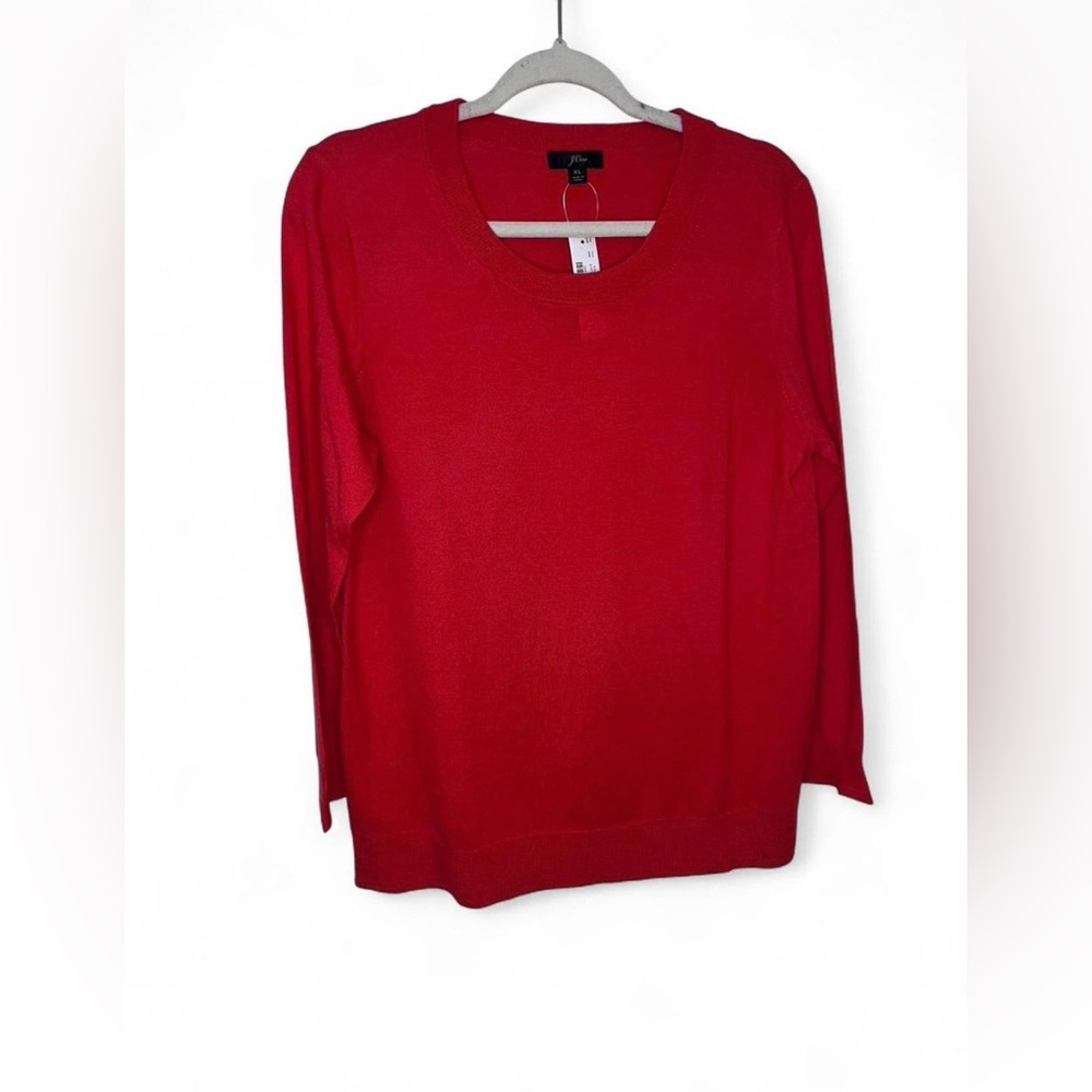 J.Crew Red Crewneck Sweater 100% Merino Wool Women’s XL NWT Knit Top